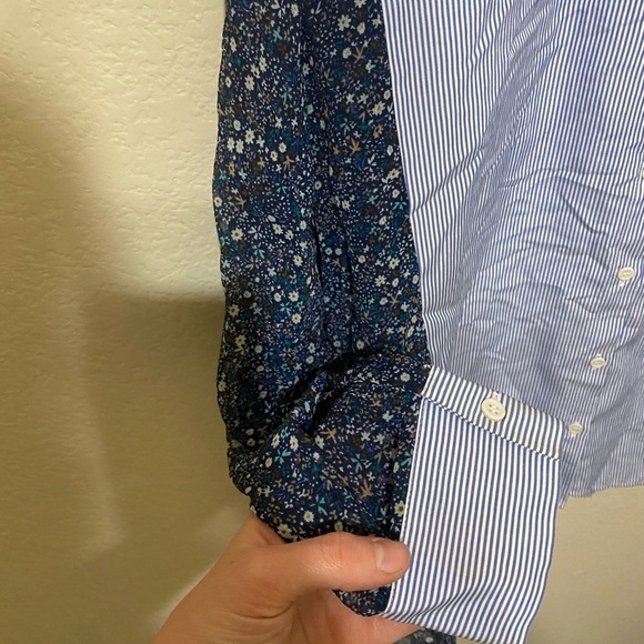Zara button up striped floral statement long sleeve professional career office S - Picture 6 of 9